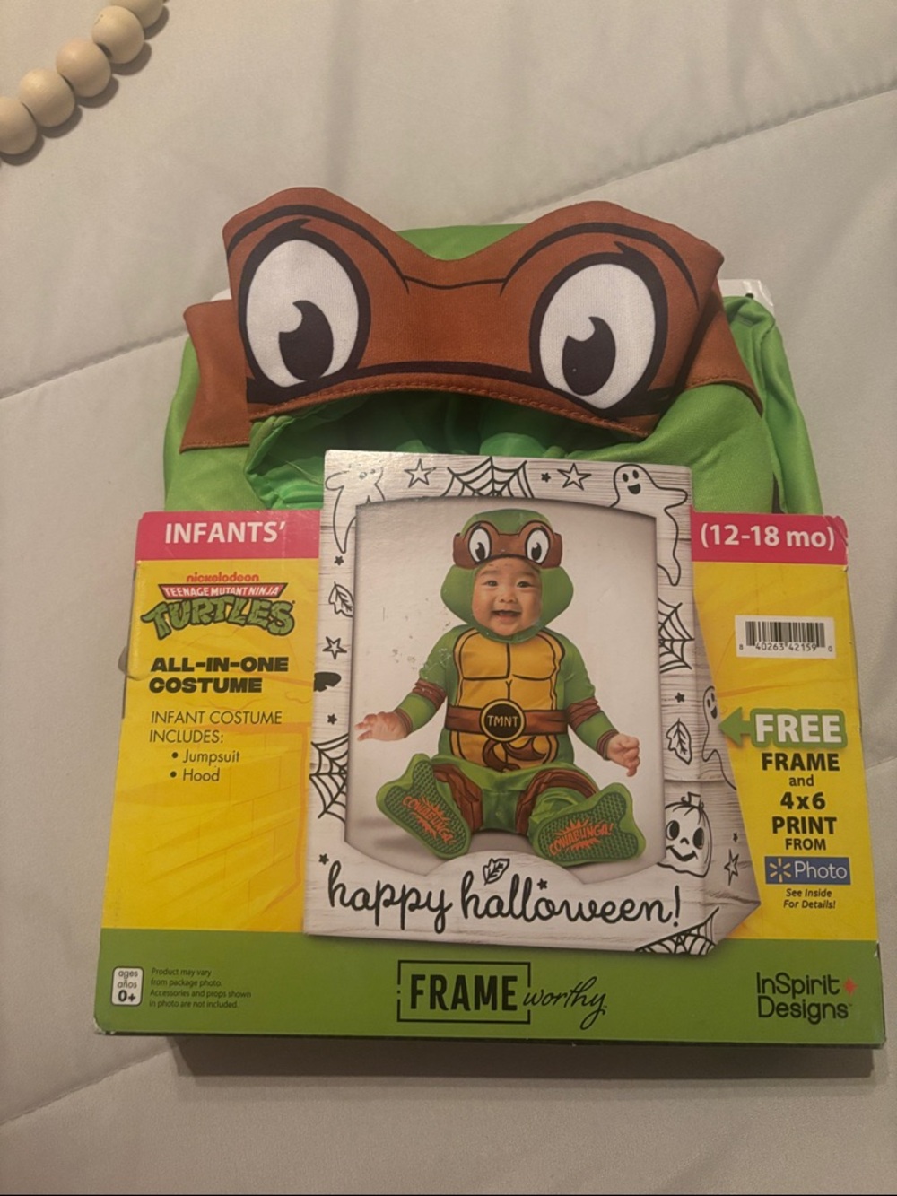 TMNT Infant Turtle Costume Hat and Bodysuit - Green and Brown